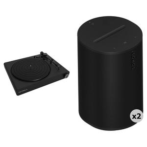 Проигрыватель винила Victrola Stream Onyx с парой черных колонок Sonos ERA 100