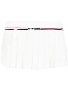Miu Miu плиссированная юбка с логотипом, белый