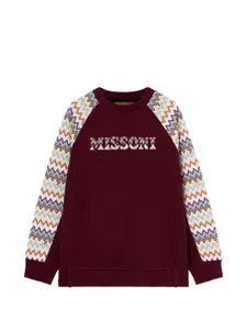 Свитшот с зигзагообразным узором Missoni Kids, красный