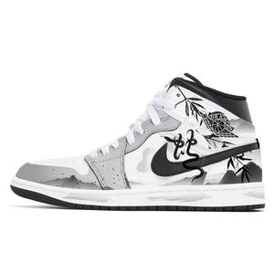 Jordan Air 1 устойчивые к истиранию мид-топ винтажные баскетбольные кроссовки мужские gray black white