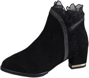 Женские повседневные ботильоны с резиновой подошвой - прочные и подходят для ежедневных покупок и поездок на работу. Fusecottc, Black