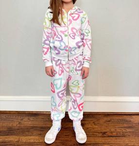 Детские джоггеры с пастельными сердечками в разноцветной гамме T2love, мультиколор