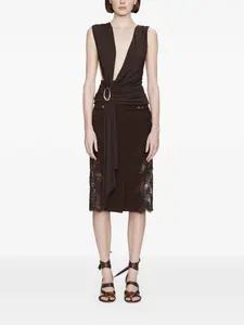 Блузка с драпировкой и шарфом Christopher Esber, коричневый