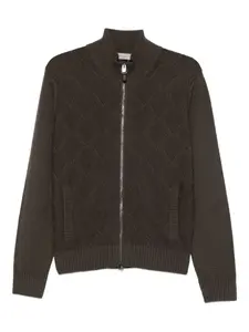 Стеганый кардиган на молнии Canali, коричневый