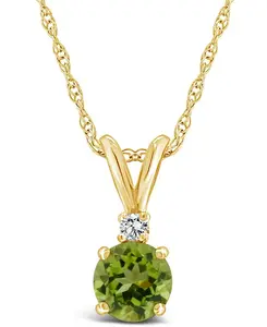 Ожерелье с подвеской из 14-каратного желтого золота с перидотом (1 карат) и бриллиантами Macy'S, peridot