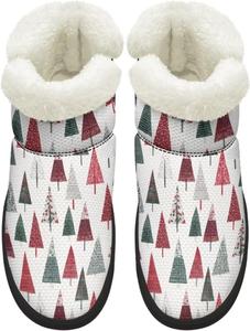 Зимние ботинки KEIAHUAN для женщин с меховой подкладкой, теплые ботинки без шнурков для холодной погоды, уличные ботильоны, Xmas Trees