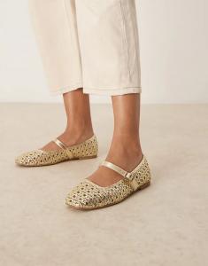 Балетки Lottie Mary Jane от ASOS DESIGN с золотым плетением