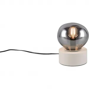 Настольная лампа s.Oliver ANJELLA, сенсорное включение/выключение, без 1x E14 макс. 10 Вт, тепло-серый цвет, E14 1 шт., теплый белый - холодный белый с росписным стеклянным абажуром дымчатого серого цвета, 18,5 x Ø14,5 см S.Oliver, Greige rauchglas