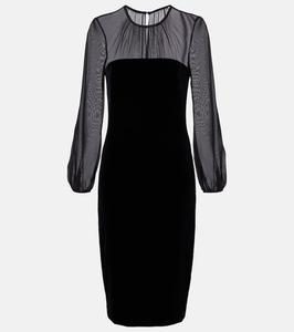 Платье миди из шелкового бархата с отделкой Carl Max Mara, Nero