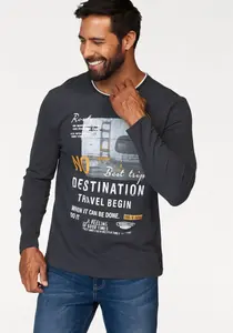 Рубашка Man's World с длинными рукавами и разноцветным принтом, синий