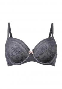 Женский бюстгальтер на косточках Fleur с кружевными деталями и бантиком ROSA FAIA, антарцитовый