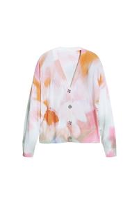 Вязаный кардиган с цветочным принтом и эффектом тай-дай