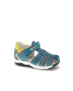 Детские пинетки из кожи на липучке Pablosky, индиго