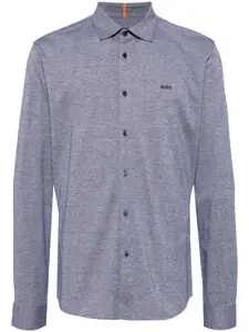Рубашка с вышитым логотипом Boss, синий
