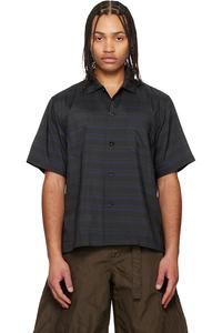 Рубашка в синюю горизонтальную полоску Sacai, черный/темно-синий