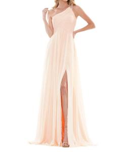 Длинное платье на одно плечо цвета абрикос COLORS DRESS, цвет apricot