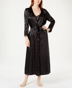 Атласное платье с отделкой Venise Stella и отдельные халаты Flora by Flora Nikrooz, черный