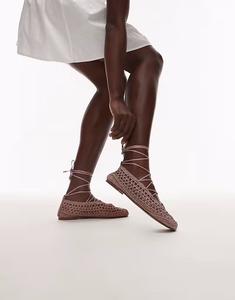 Балетки-лодочки крючком розового цвета Mango