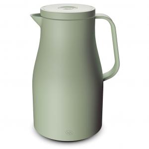 Термокувшин ECONSCIOUS, с вкладышем из закаленного стекла, биопластик 1 л 1 шт., сохраняет тепло 12 ч и холод 24 ч, поворотная крышка с удобной кнопкой Alfi, Fog green