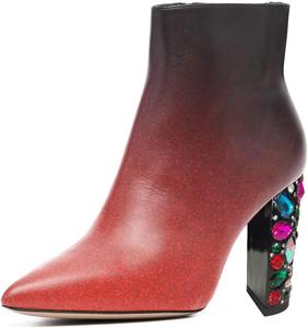 Женские ботильоны YDN с заостренным носком, украшенные стразами, массивный высокий каблук, молния, модные осенне-зимние туфли размер 4-15 US, Red