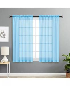 Комплект из 2 базовых оконных штор из прозрачной вуали с карманами и карманами Kate Aurora, синий