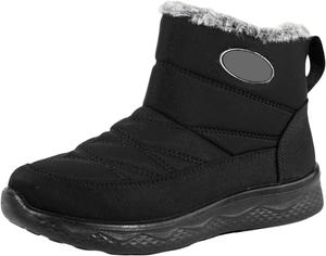 Уличные снежные ботинки унисекс для женщин и мужчин, с хлопковой подкладкой, высокой голенью, водонепроницаемые, с нескользящей теплой мягкой резиновой подошвой, ботинки для снега до щиколотки Generic, Dark Gray