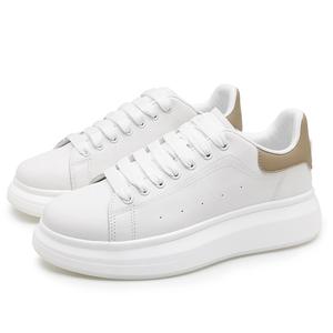 X-ZONE Антискользящие износостойкие низкие скейтерские кроссовки мужские бело-коричневые с эффектом увеличения роста, цвет White Brown Height Increasing