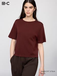 Вязаная футболка boxy Uniqlo, 38 dark brown