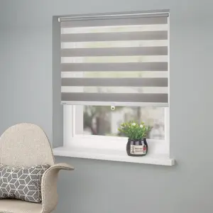 Двойной рулонный штор Jan защита от света и посторонних взглядов без сверления, свободновисящий, фиксированный размер, крепление зажимом, однотонный, монохромный, базовый, без шнурка, держатель с зажимом Home Affaire, светло-серый