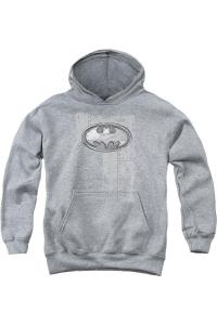 Батмен худи с металлическим логотипом на заклепках для детей Gildan, Athletic Heather