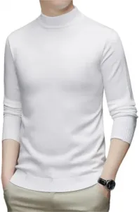 Мужской полувысокий воротник длинный рукав однотонный мягкий теплый и удобный топ базовый свитер