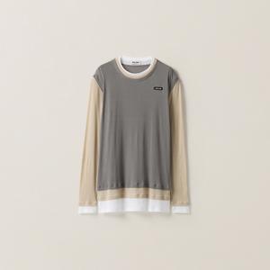 Платье из рифленого джерси MIU MIU, серый