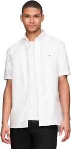 Рубашки оксфорды Tommy Hilfiger Men's с коротким рукавом, классический крой, мужские рубашки на пуговицах, Optic White