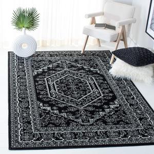 Ковер SAFAVIEH, 122 x 183 см, Adirondack Collection, Black & Ivory, Oriental Medallion Design, Non-Shedding & Easy Care, для прихожей, гостиной, спальни (ADR108Z)