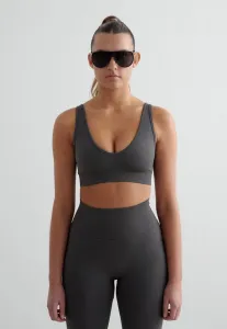Бесшовный спортивный бюстгальтер с глубоким вырезом и легкой поддержкой Aim’N, Shadow Grey