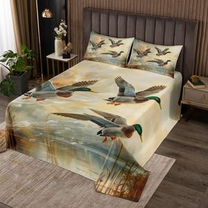 Erosebridal Комплект постельного белья Mallard Duck с тематикой охоты на уток в деревенском стиле, Gray