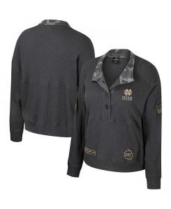 Женская термоугольная толстовка Henley в стиле милитари «Heather Charcoal Notre Dame Fighting Irish OHT» Colosseum, черный