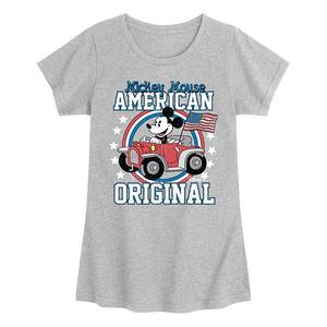 Футболка с принтом Mickey Mouse American Original для девочек 7-16 лет Disney, Heather Gray