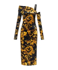 Платье миди с узором Versace Jeans Couture, черный