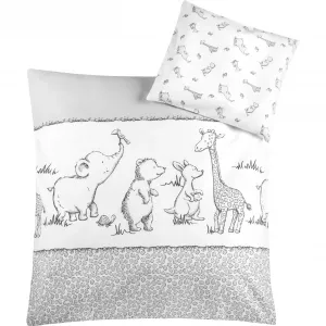 Детское постельное белье Julius Zöllner «Сафари» с разными животными, белый