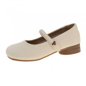 WUJI Женские туфли Мэри Джейн на массивном каблуке бежевые, цвет Beige