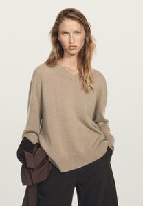 Джемпер Massimo Dutti OVERSIZE V-NECK WITH LONG SLEEVE, Brown