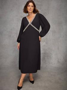 Платье миди Curve с декоративными элементами Live Unlimited, Black