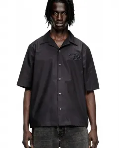 Футболка DIESEL мужская с коротким рукавом и рельефной вышивкой логотипа Diesel, черный