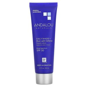 Andalou Naturals, Deep Hydration, Daily Shade + лосьон для лица для защиты от синего света, SPF 30, 80 мл (2,7 жидк. Унции)