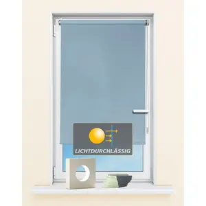 Рулонная штора с боковой регулировкой Рулонная штора 'Ида', защита от света, крепление без сверления, фиксированный размер Защита от света без сверления, защита от посторонних взглядов, защита от солнца Kutti, светло-голубой