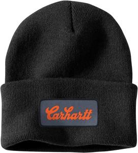 Carhartt мужская вязаная шапка с манжетом и нашивкой, Black