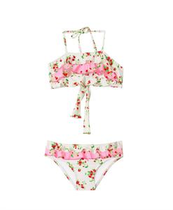 Детский комплект бикини Strawberry Fields с рюшами в белом цвете PQ Swim