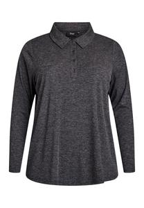 Топ Zizzi LANGÄRMLIGES, Dark Grey Melange/Dark Grey