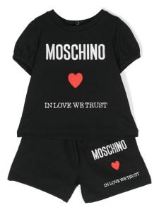 Moschino Kids комплект из футболки и шортов с вышитым логотипом, черный